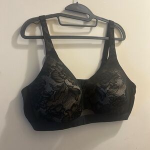 Lane Bryant- Cacique Elegant Black No Wire Lace Bra. Size 48C